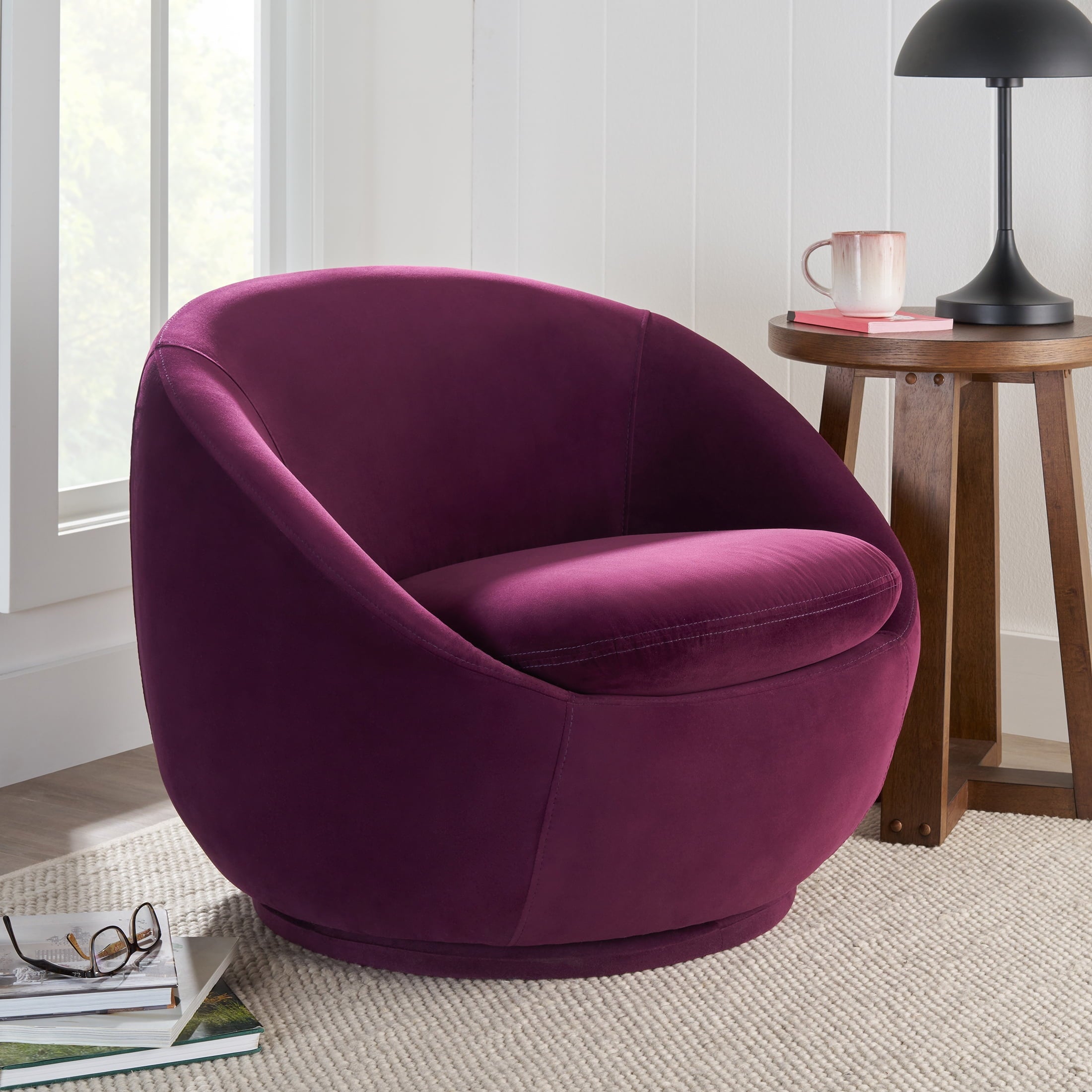 Homora™ Mira Swivel Accent Chair, Cream Linen