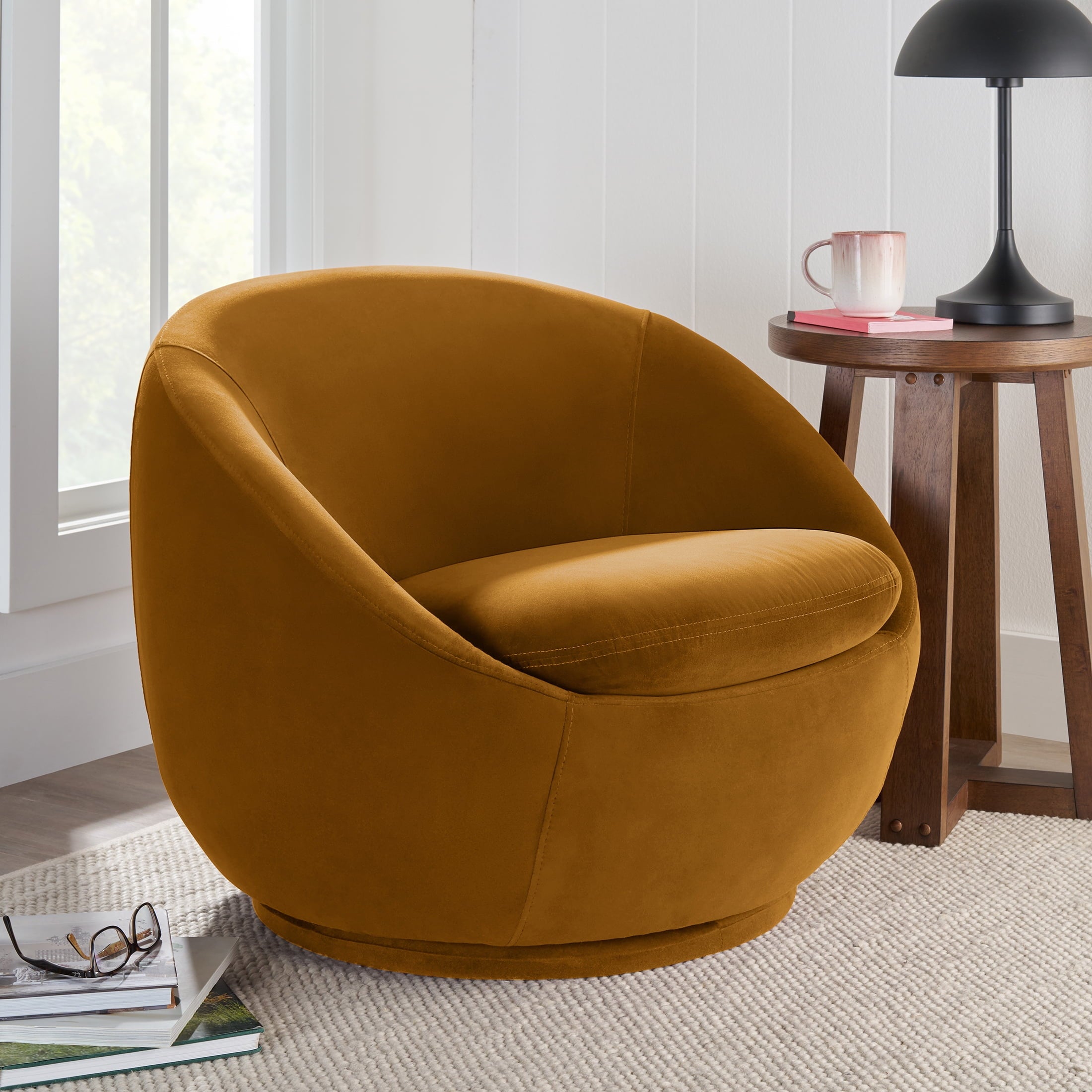 Homora™ Mira Swivel Accent Chair, Cream Linen