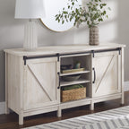  Modern Farmhouse TV Stand for TVs up to 70", Rustic White Finish