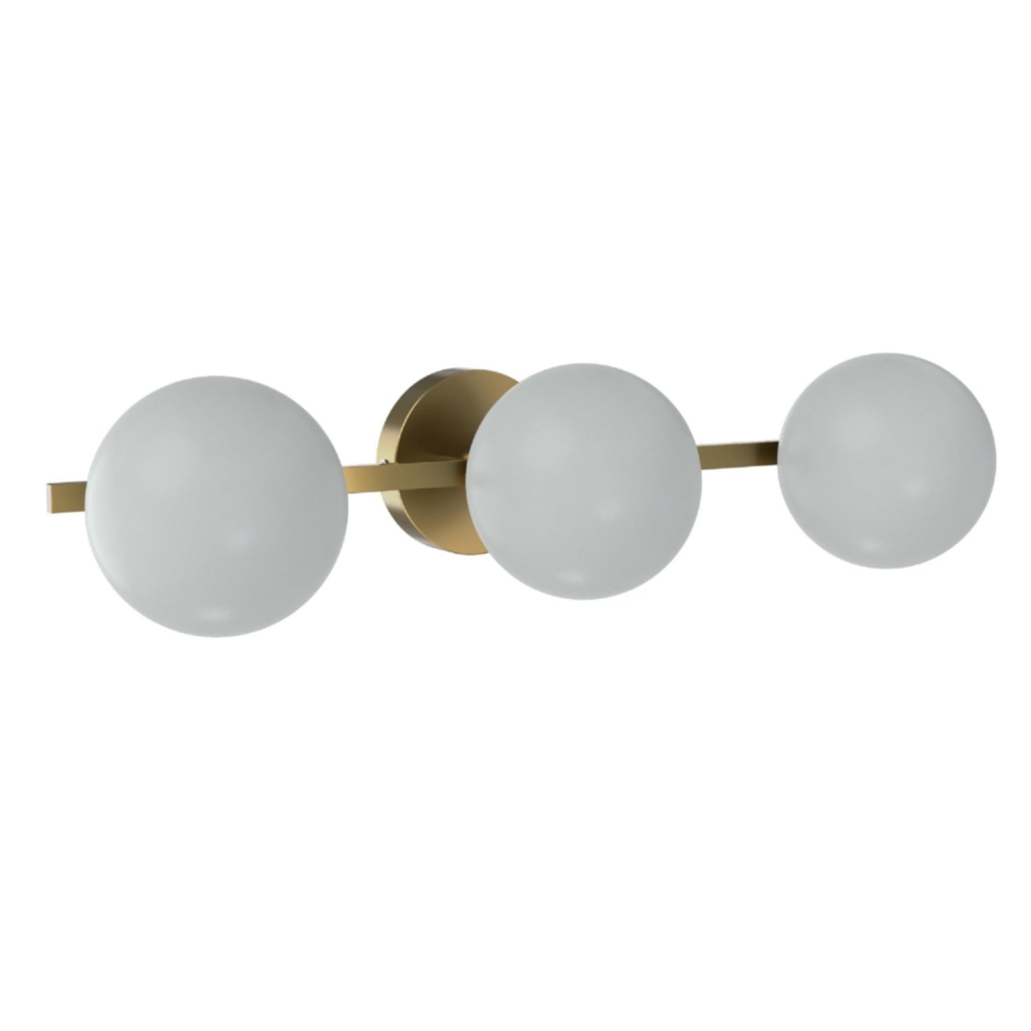  Modern Vanity Light, Brass Finish, Frosted Glass Shades, T6 LED Bulbs