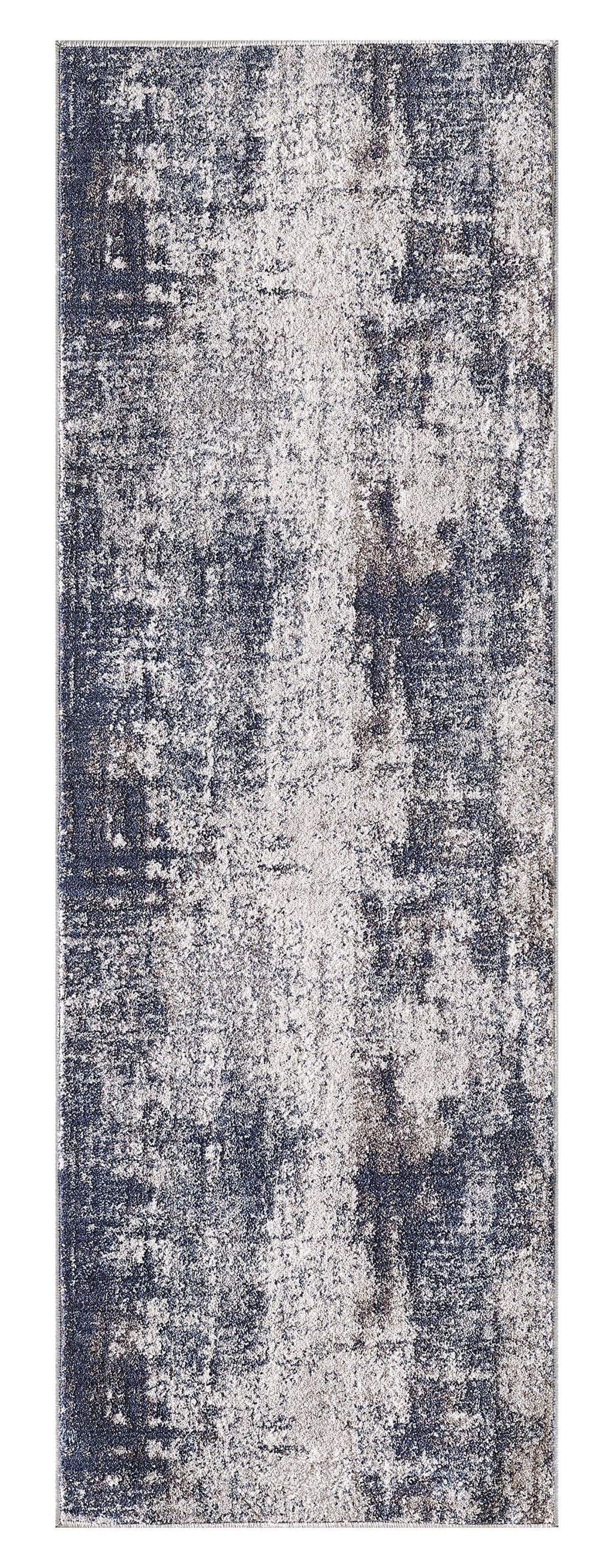  Navy Abstract Indoor Accent Rug, 20" x 60"