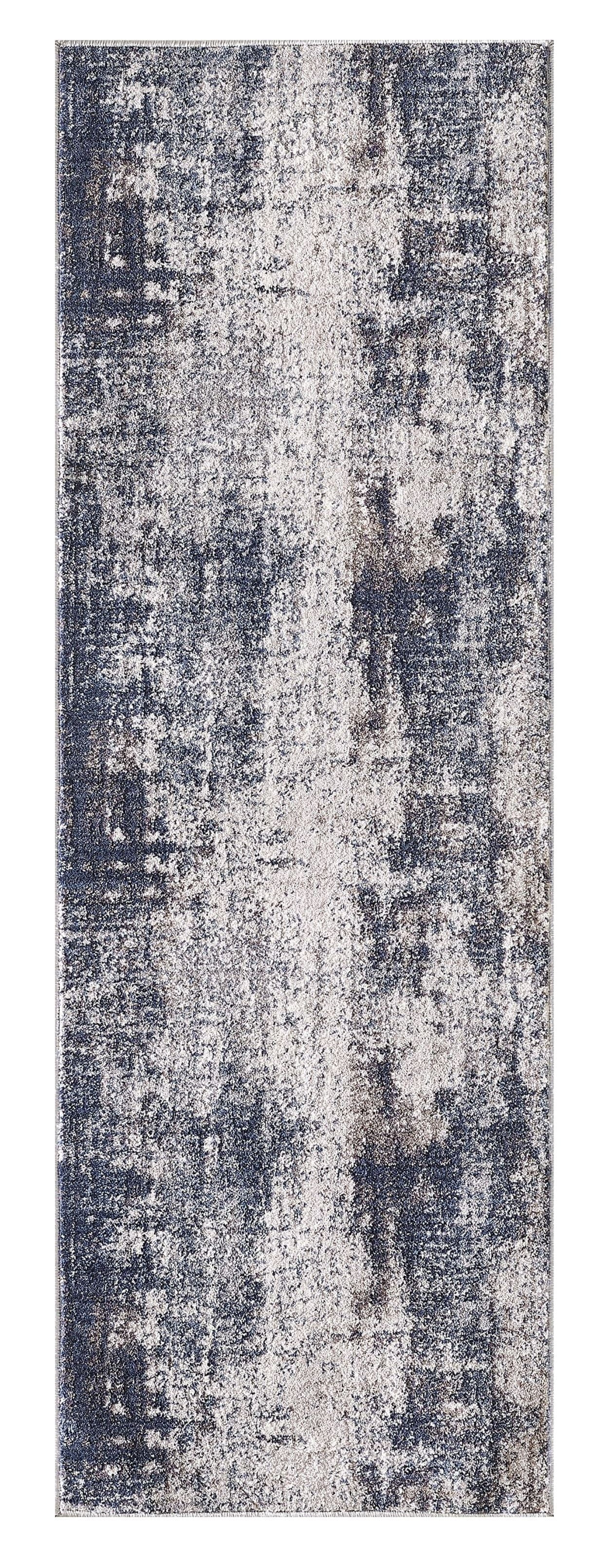  Navy Abstract Indoor Accent Rug, 20" x 60"