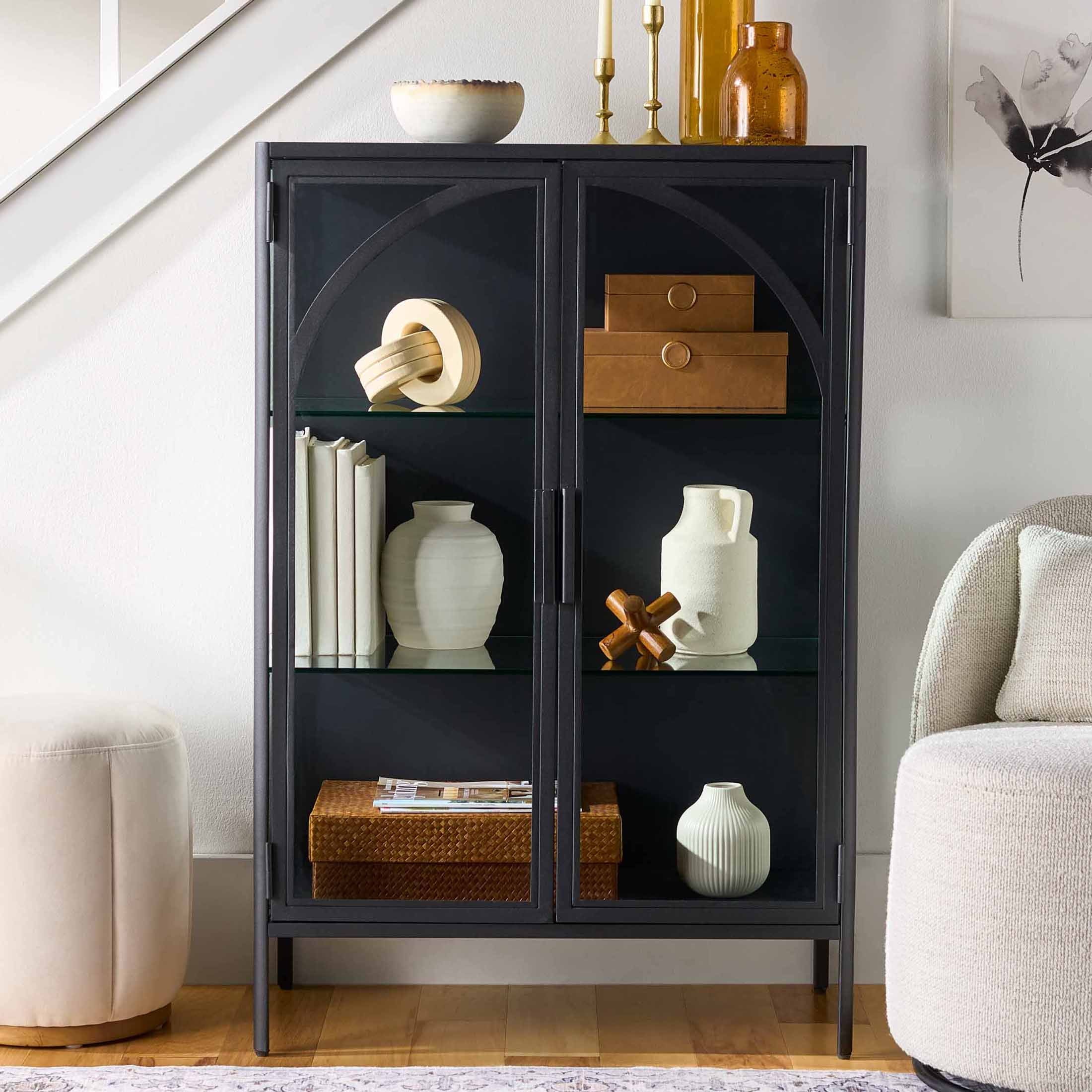  Nola Accent Cabinet, Black Finish
