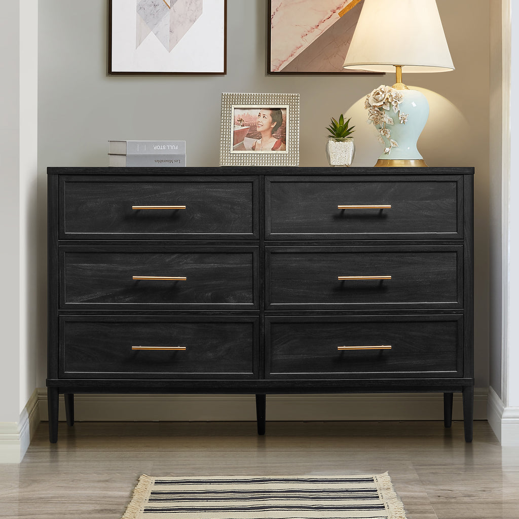  Oaklee 6 Drawer Dresser, Charcoal Finish