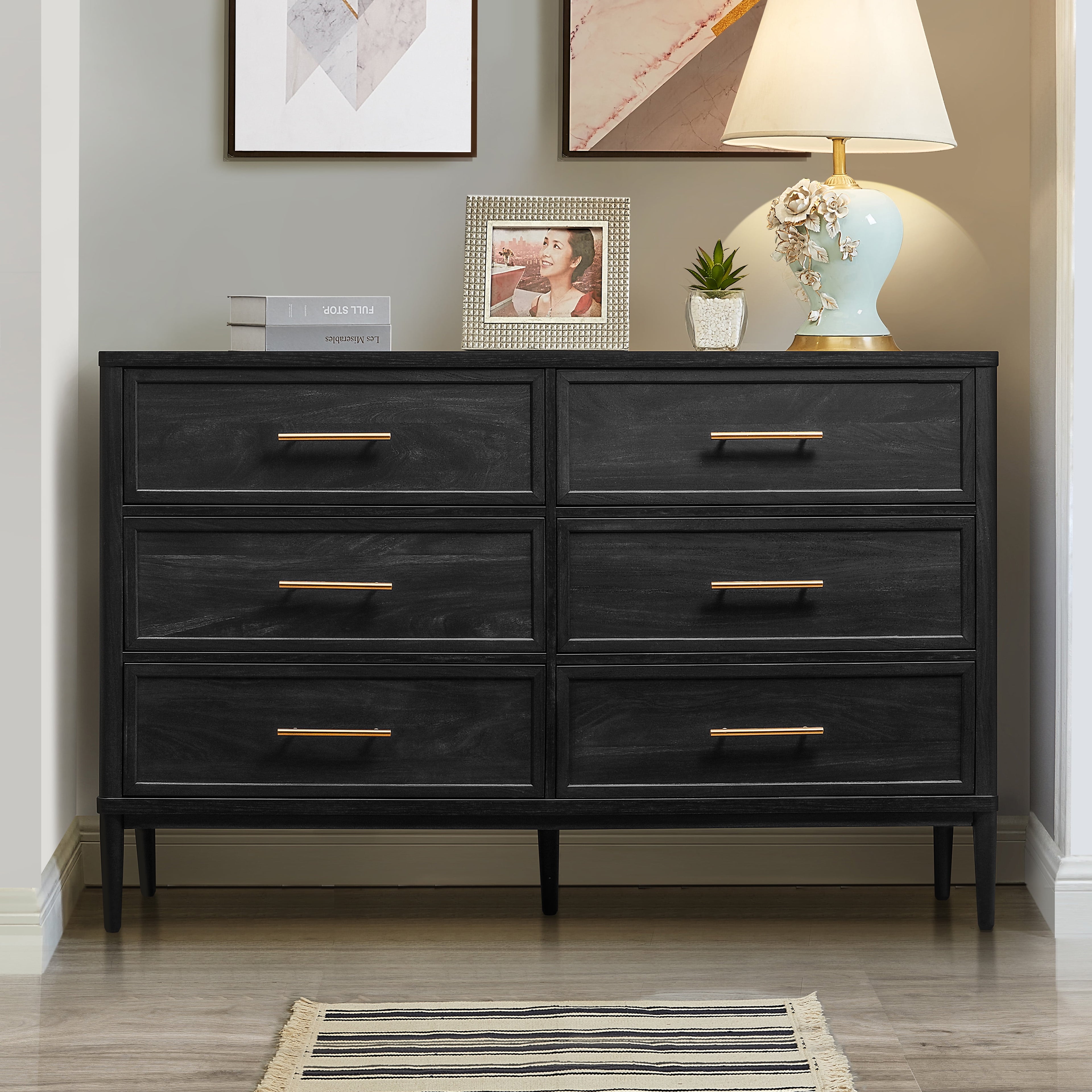  Oaklee 6 Drawer Dresser, Charcoal Finish
