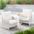  Paige Outdoor Wicker Stationary Lounge Chairs, Set of 2, White