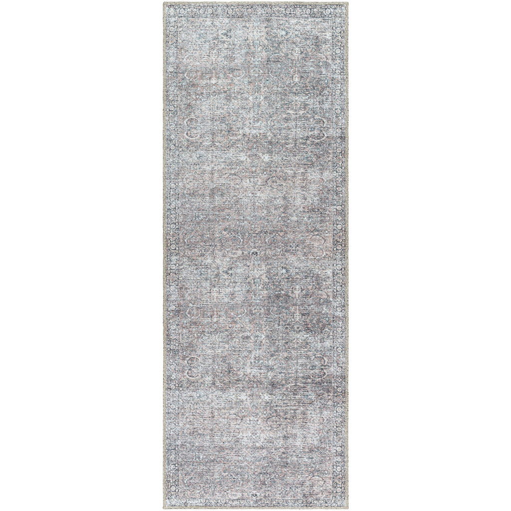  Persian Blooms Runner Washable Non-Skid Area Rug, Brown, 2'5" x 7'
