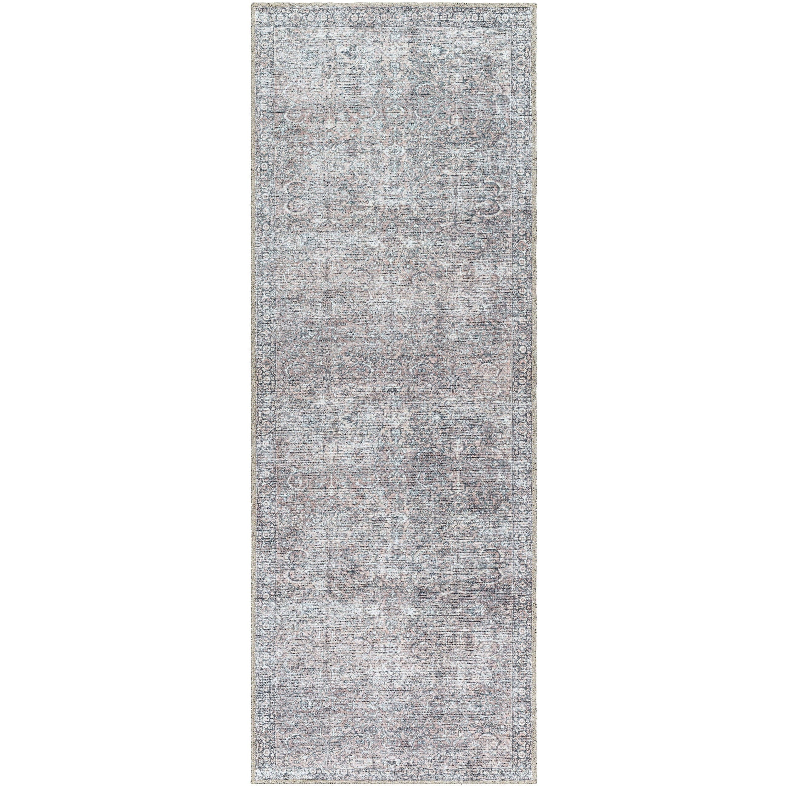  Persian Blooms Runner Washable Non-Skid Area Rug, Brown, 2'5" x 7'