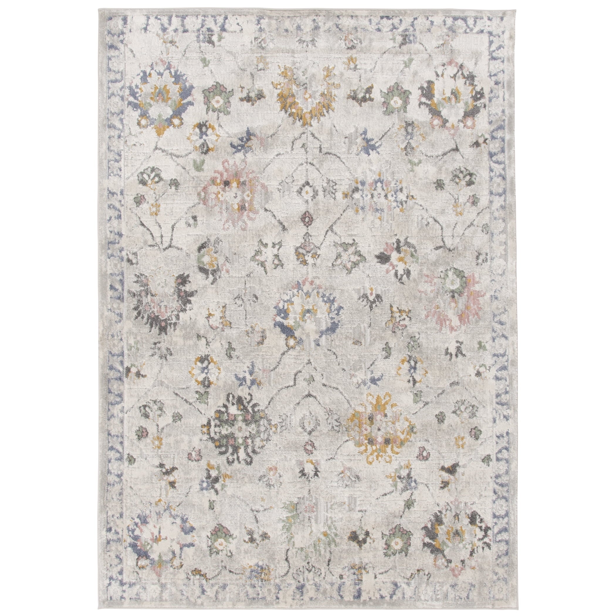  Persian Blooms Silver Indoor Area Rug, 5' x 7'