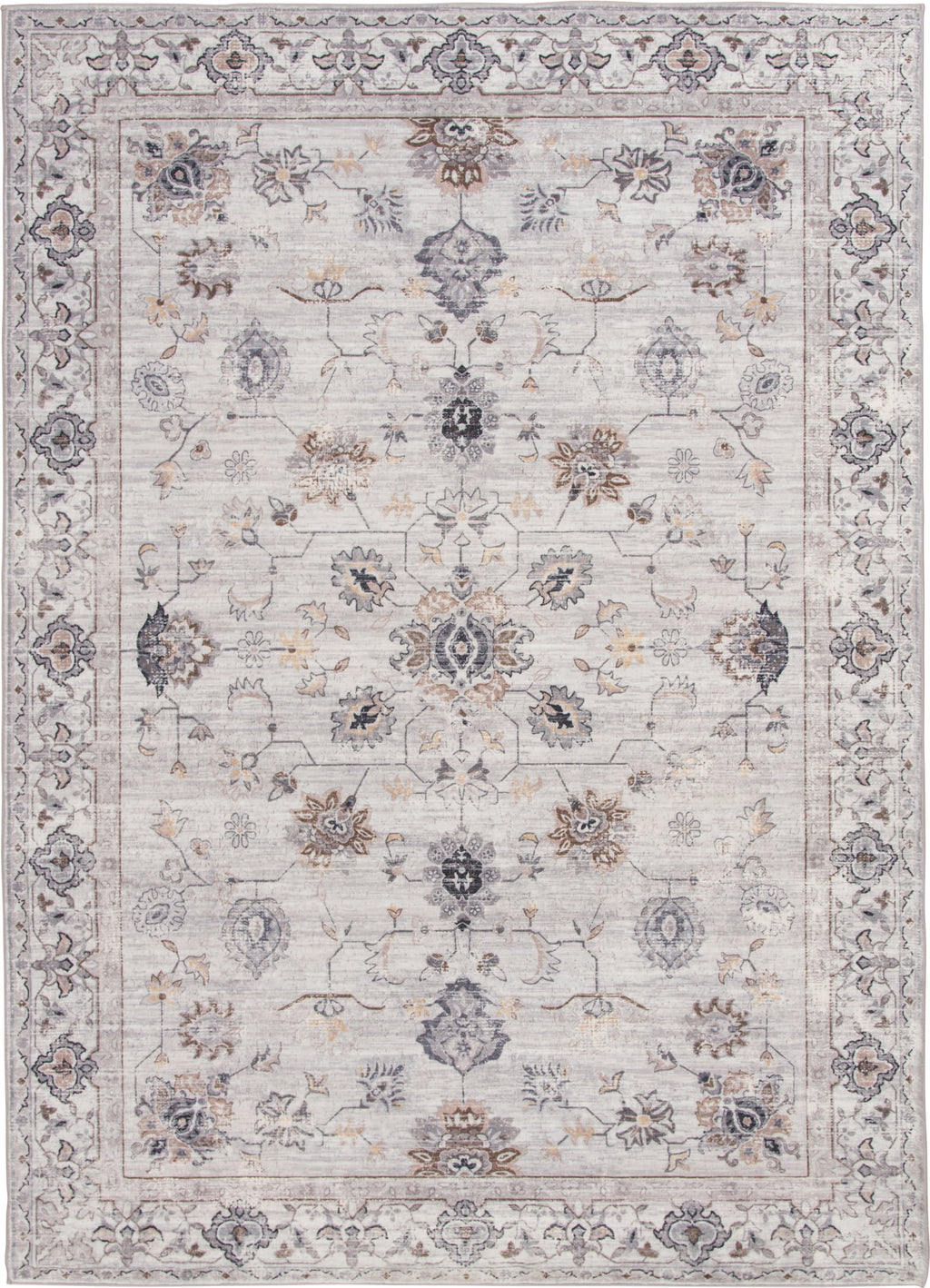  Persian Blooms Ivory Faux Fur Indoor Area Rug, 5'x7'