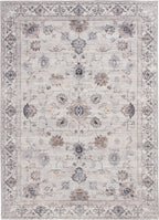  Persian Blooms Ivory Faux Fur Indoor Area Rug, 5'x7'