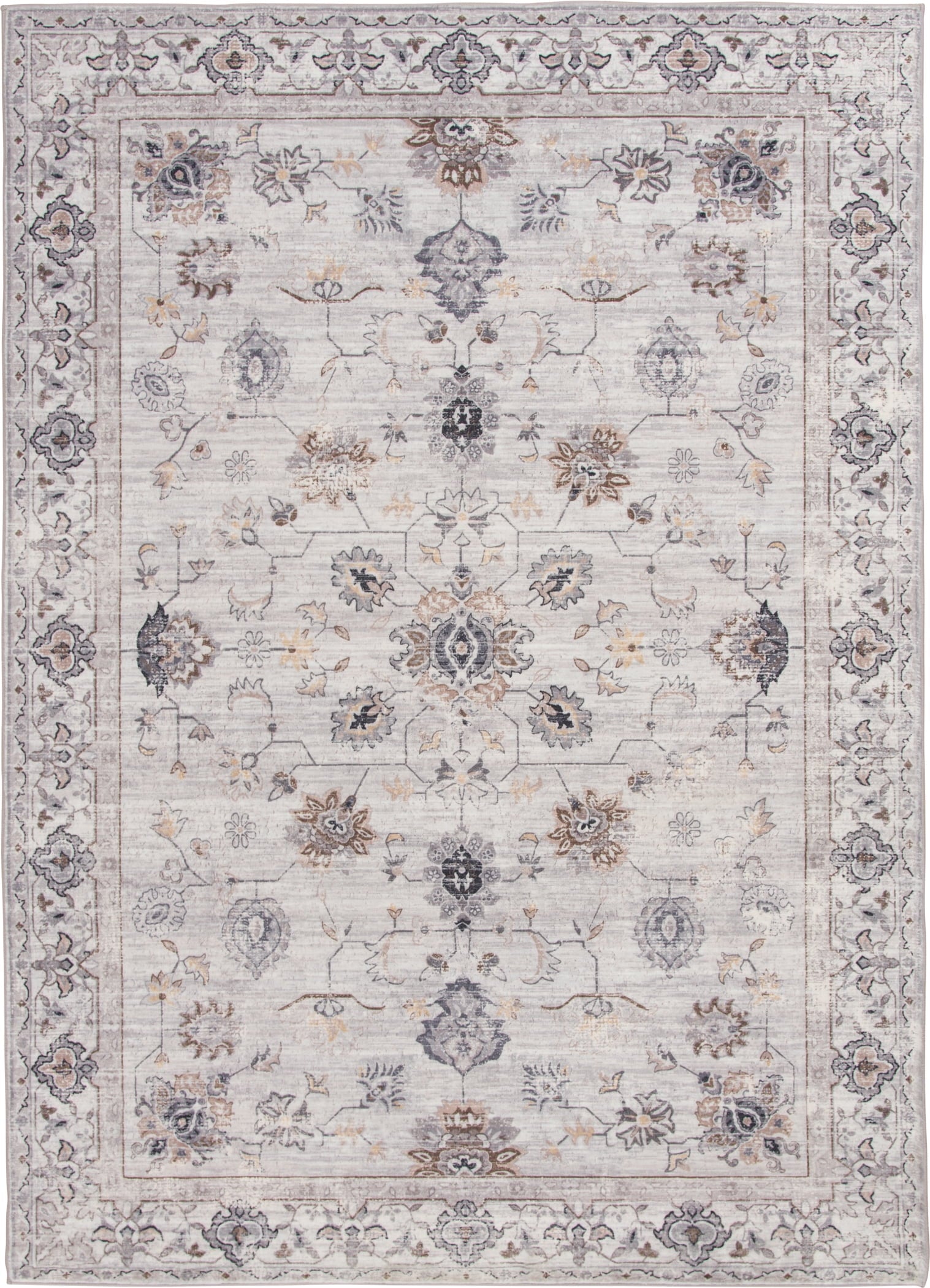  Persian Blooms Ivory Faux Fur Indoor Area Rug, 5'x7'