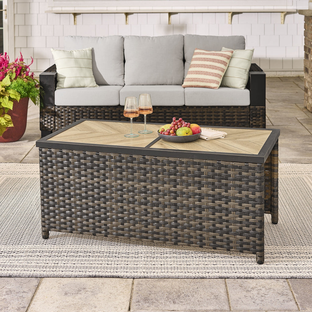  Rockport Ceramic Tile Outdoor Coffee Table, Brown