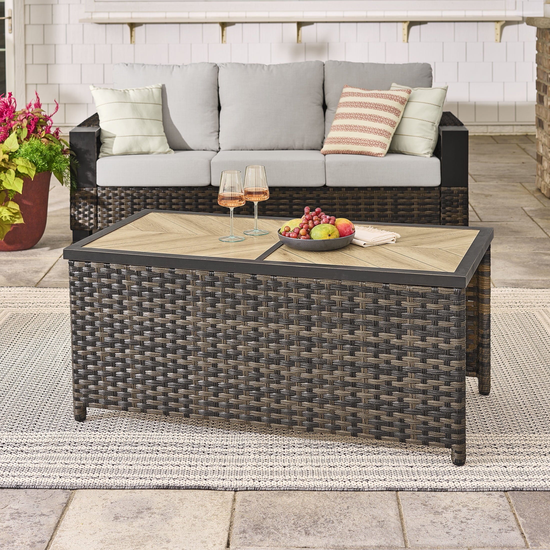  Rockport Ceramic Tile Outdoor Coffee Table, Brown
