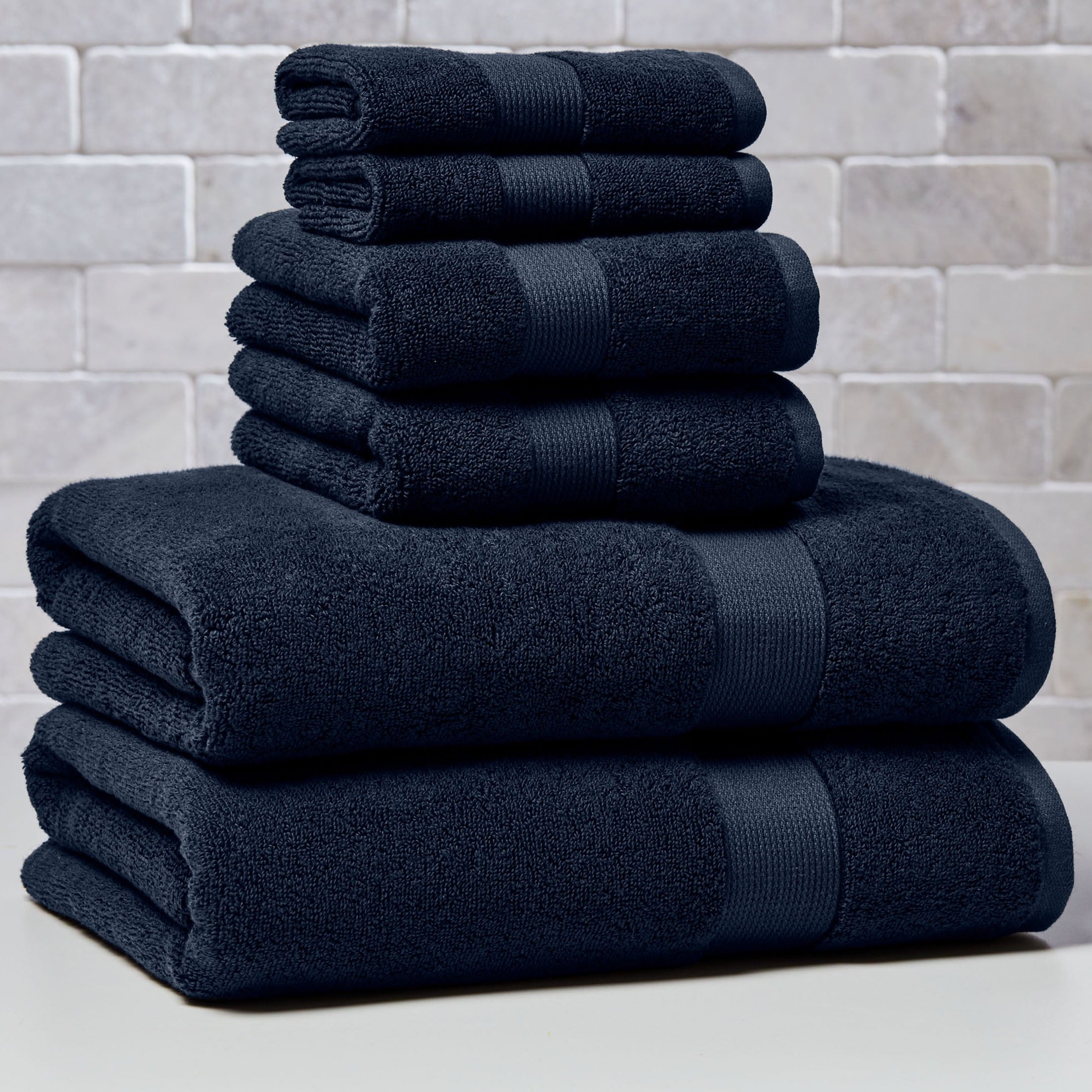  Signature Soft Solid 6 Piece Towel Set,Blue Admiral