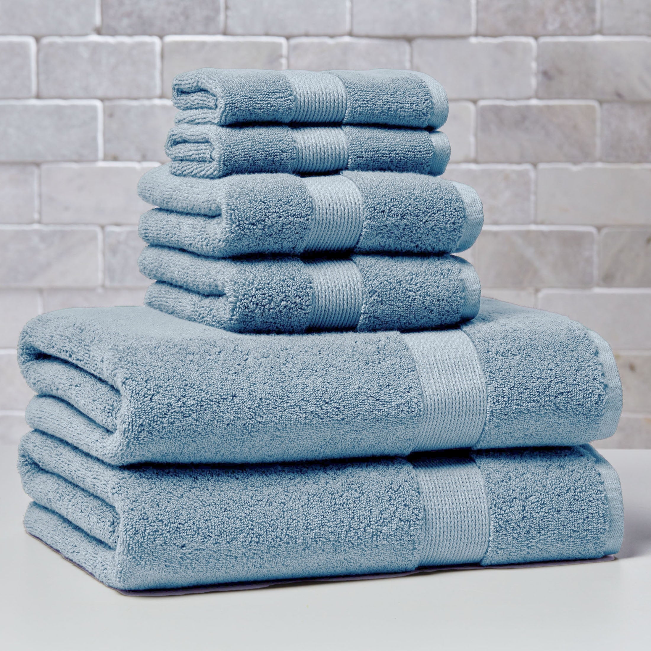 Homora™ Signature Soft Solid Cotton 6 Piece Bath Towel Set, Green River