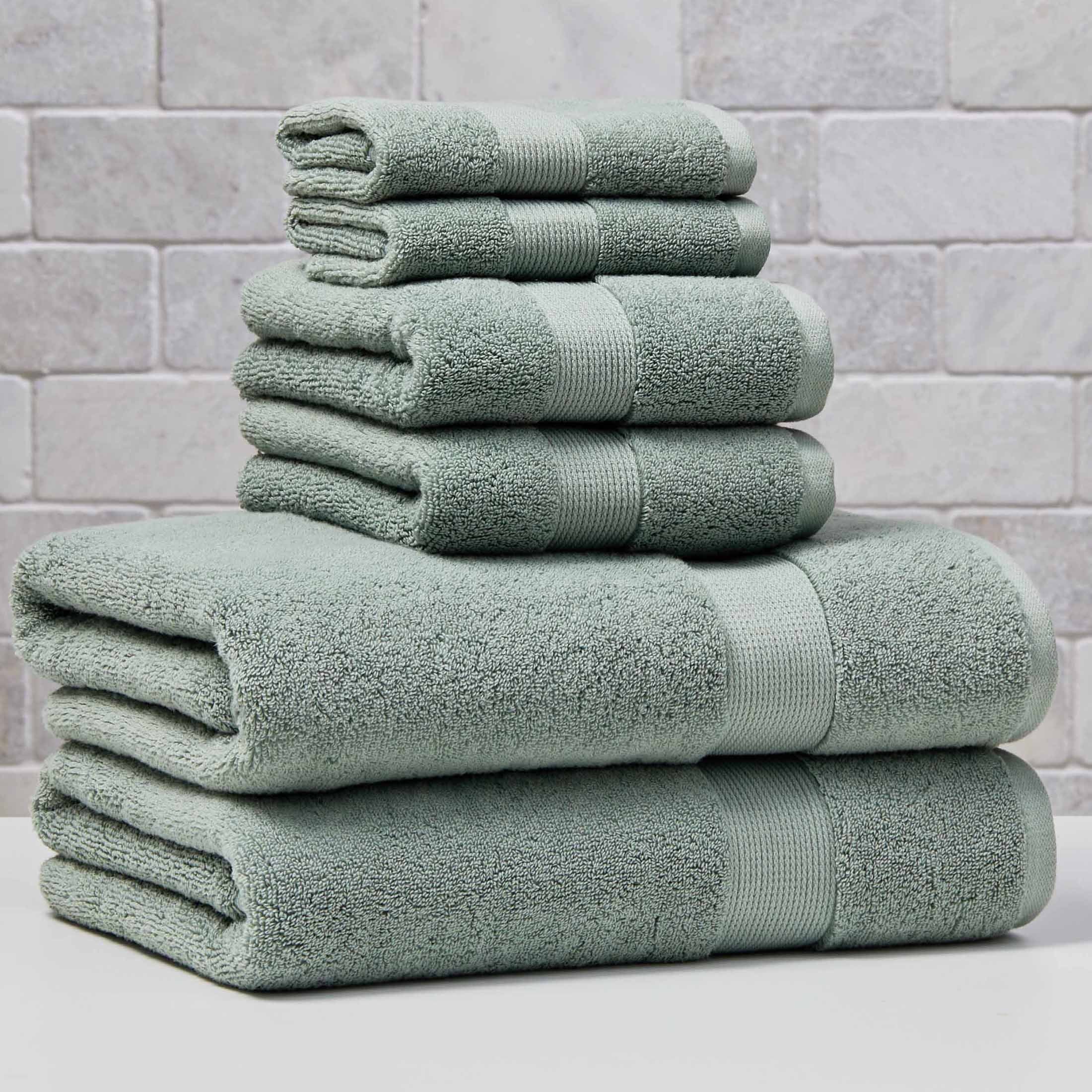  Signature Soft Solid Cotton 6 Piece Bath Towel Set,Green River