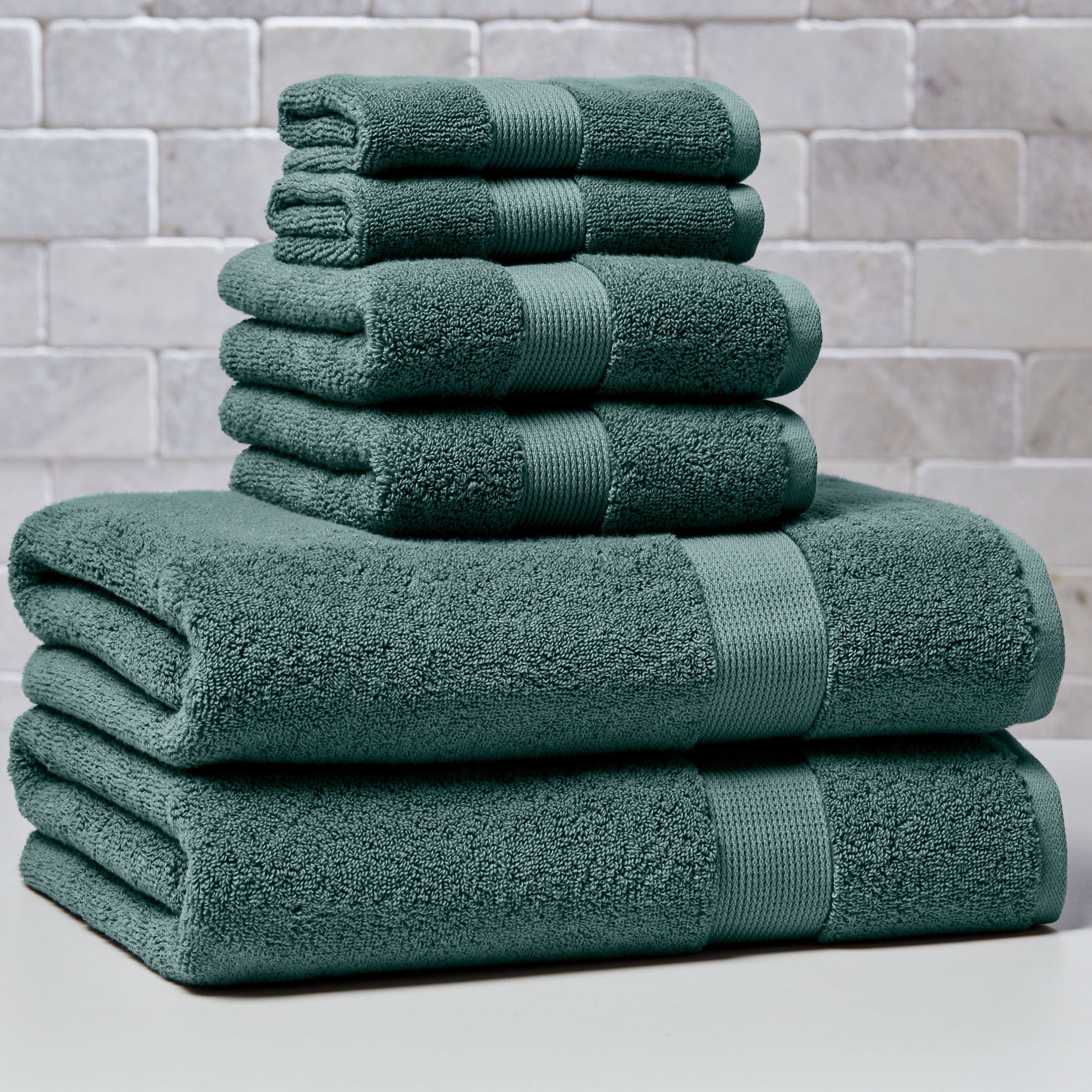 Homora™ Signature Soft Solid Cotton 6 Piece Bath Towel Set, Green River