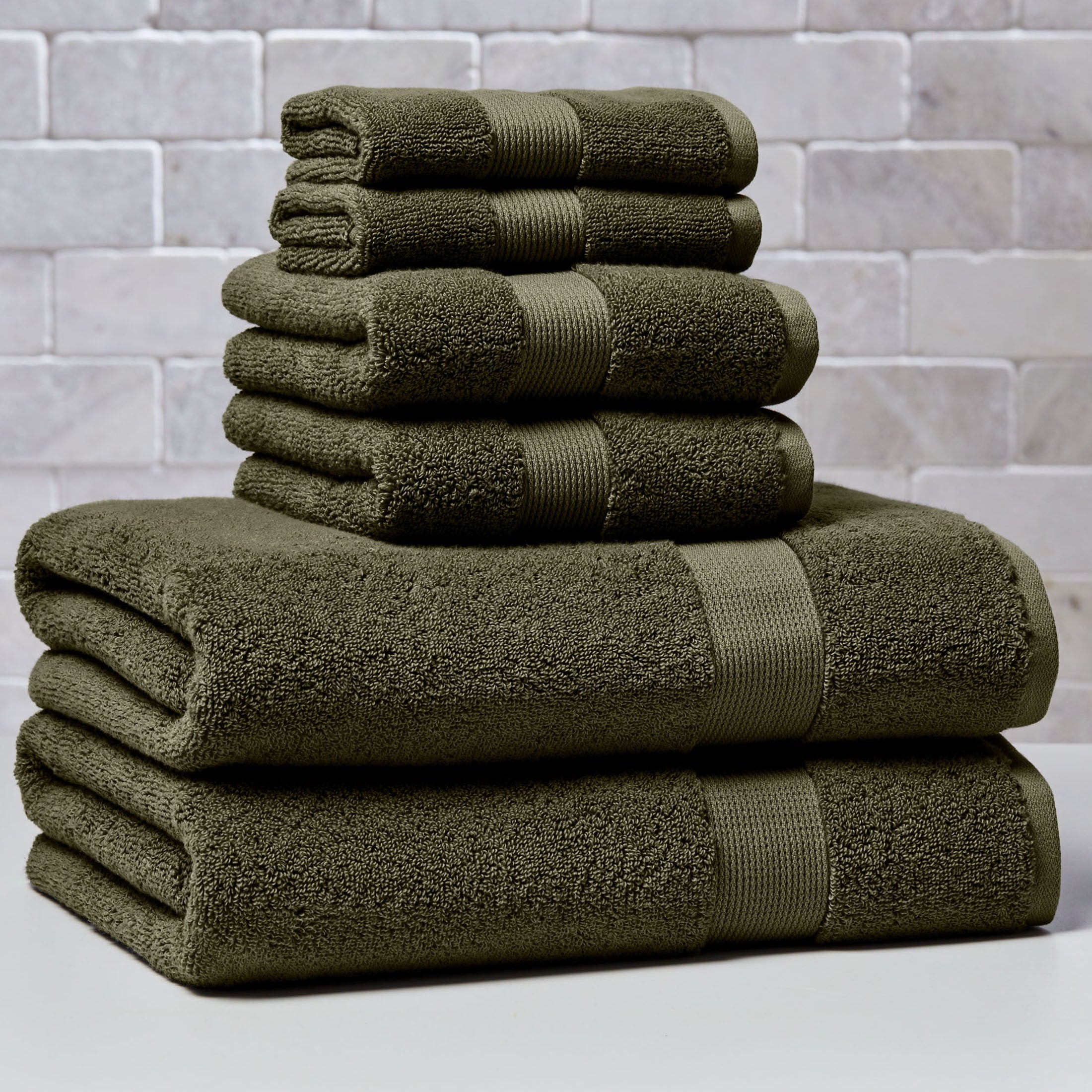 Homora™ Signature Soft Solid Cotton 6 Piece Bath Towel Set, Green River