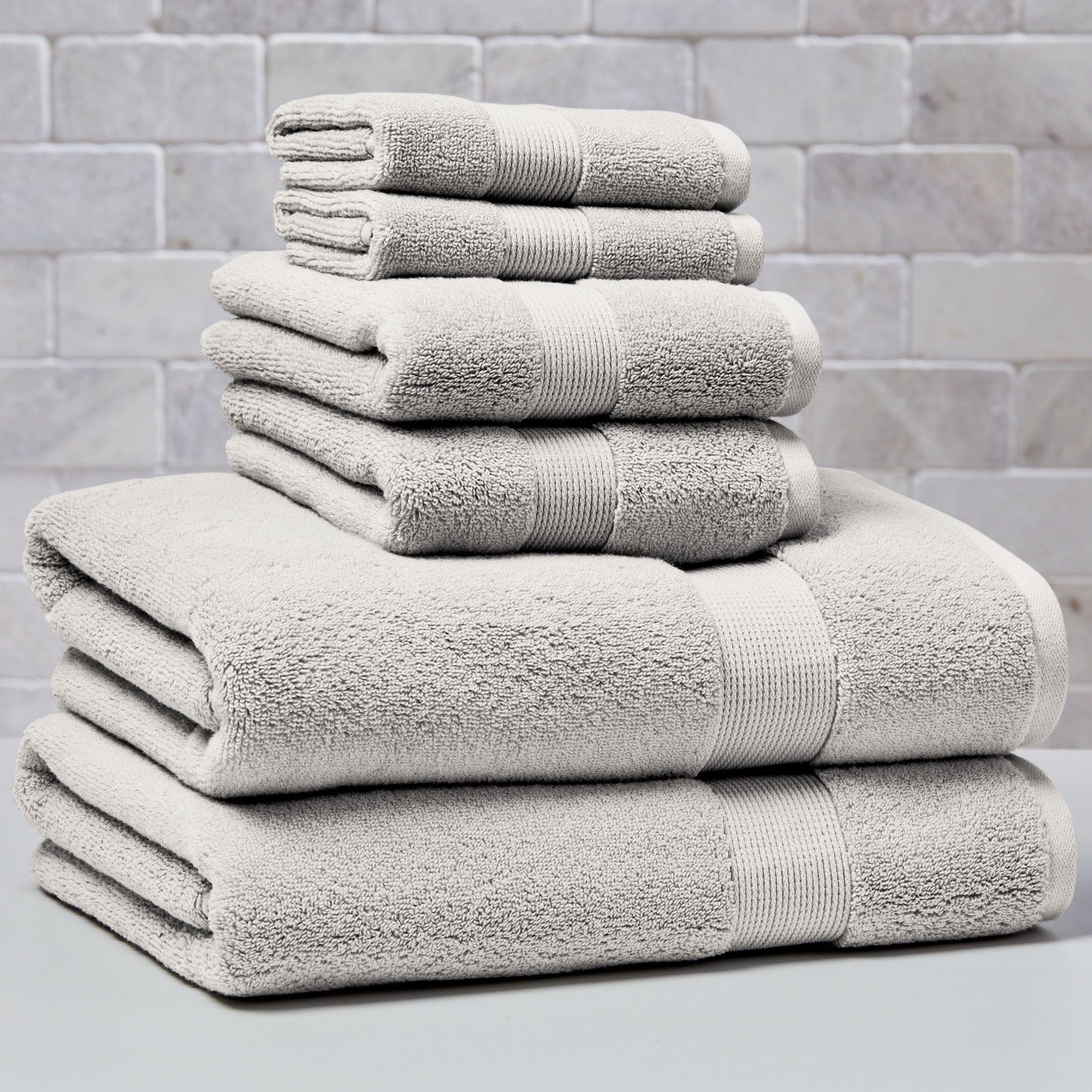  Signature Soft Solid 6 Piece Towel Set,Soft Silver