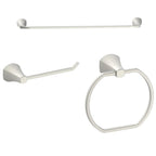  Simple Flare 3-Piece Bathroom Hardware Set, Satin Nickel � Includes Towel Bar, Towel Ring & Toilet Paper Holder