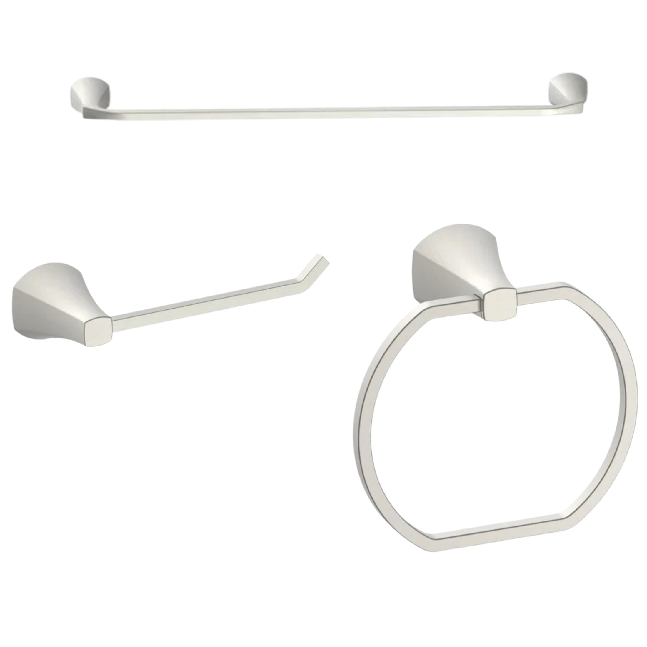  Simple Flare 3-Piece Bathroom Hardware Set, Satin Nickel � Includes Towel Bar, Towel Ring & Toilet Paper Holder