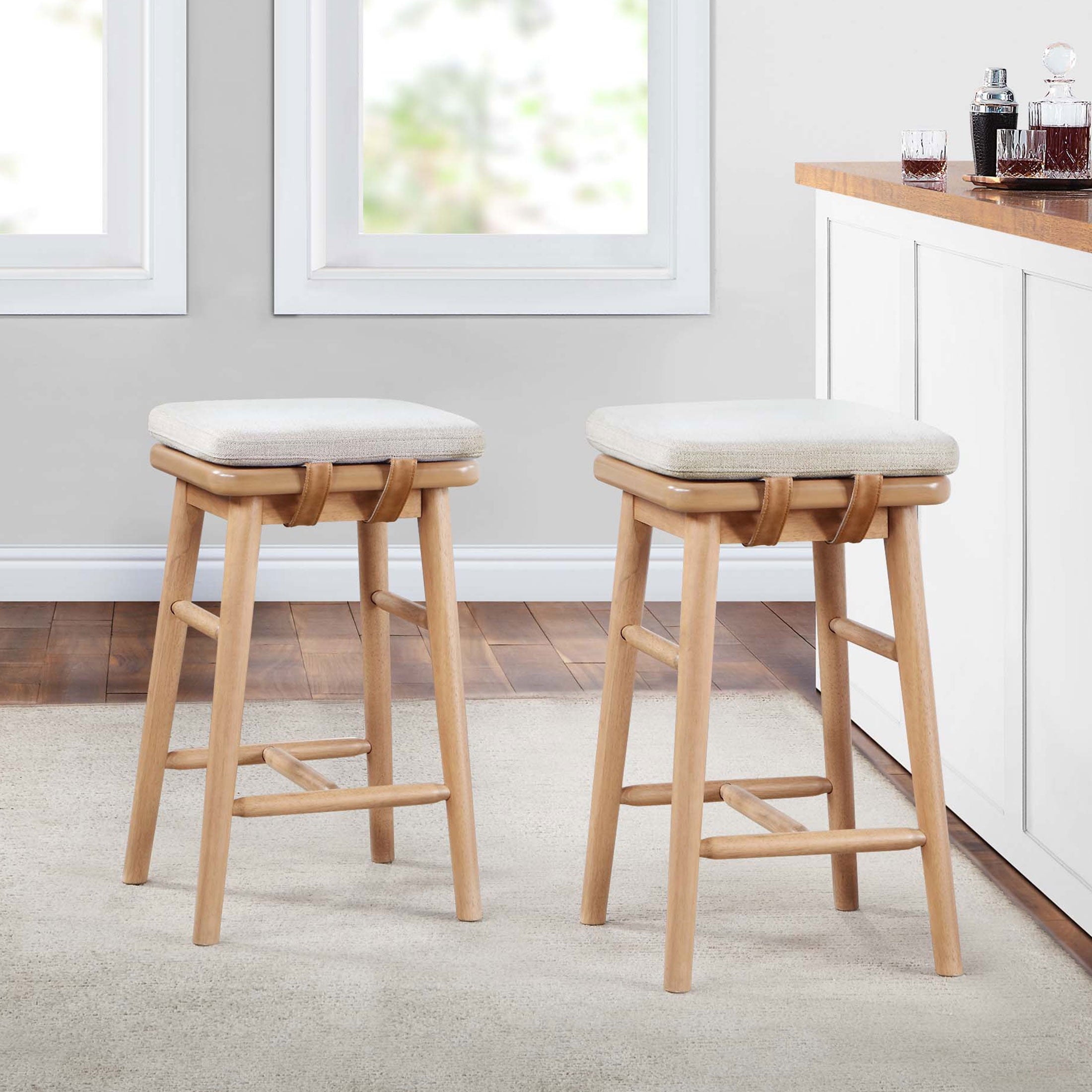  Springwood Barstool Set of 2, Light Honey Finish, Counter Height