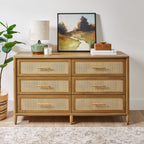  Springwood Caning 6-Drawer Dresser, Light Honey Finish