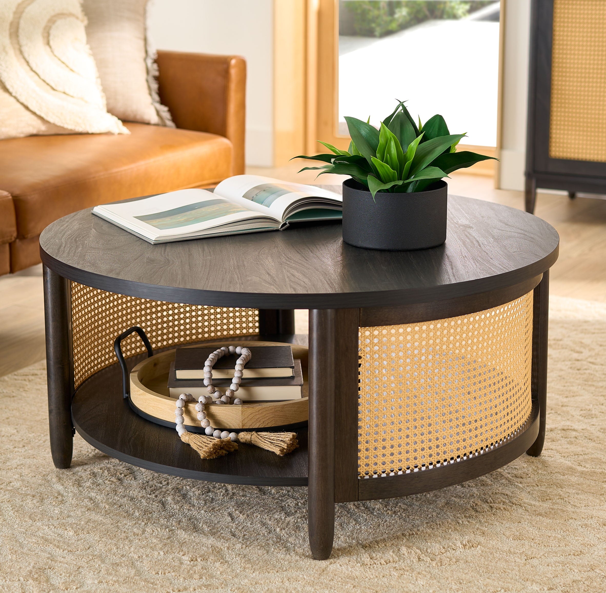 Homora™ Springwood Caning Coffee Table, Light Honey Finish