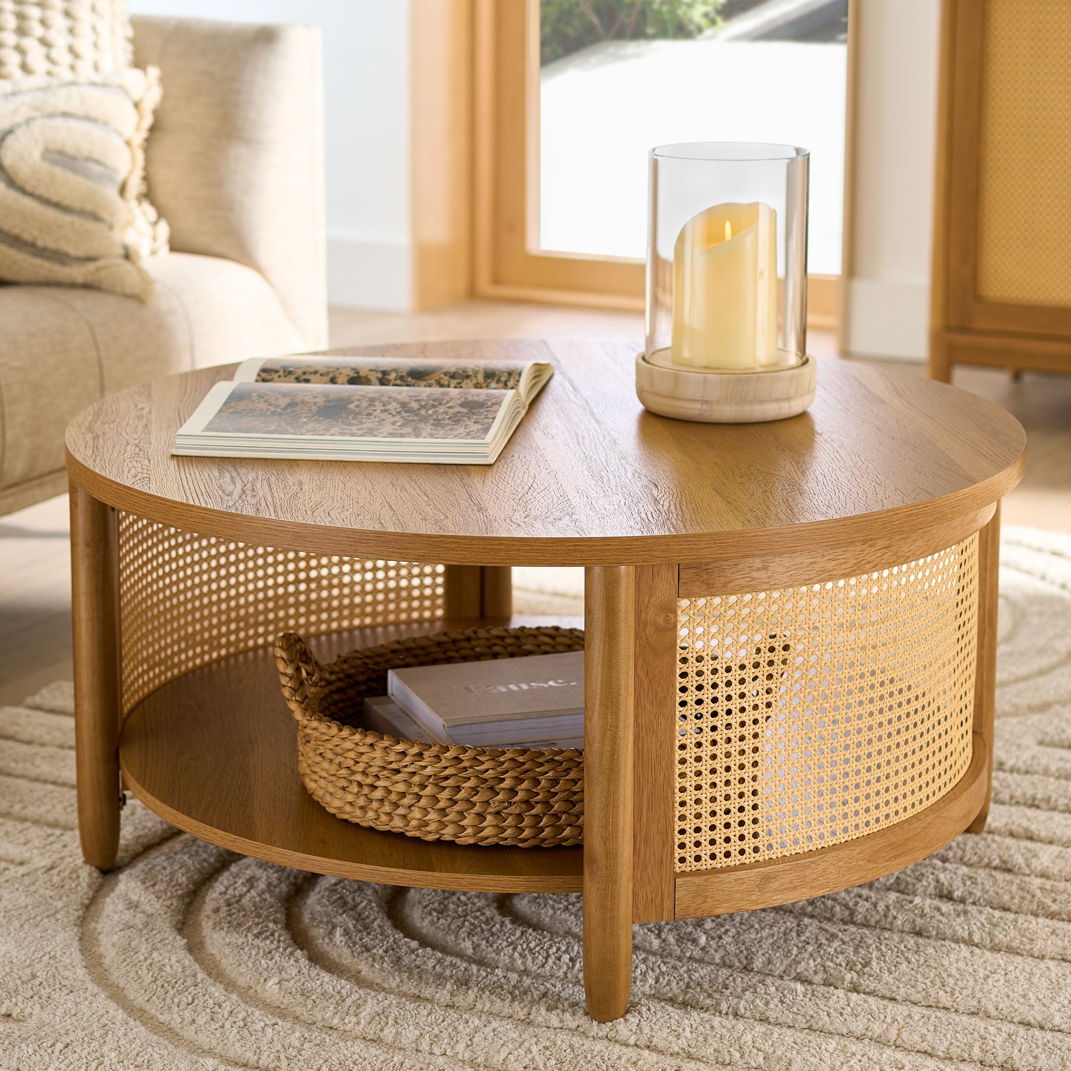  Springwood Caning Coffee Table, Light Honey Finish