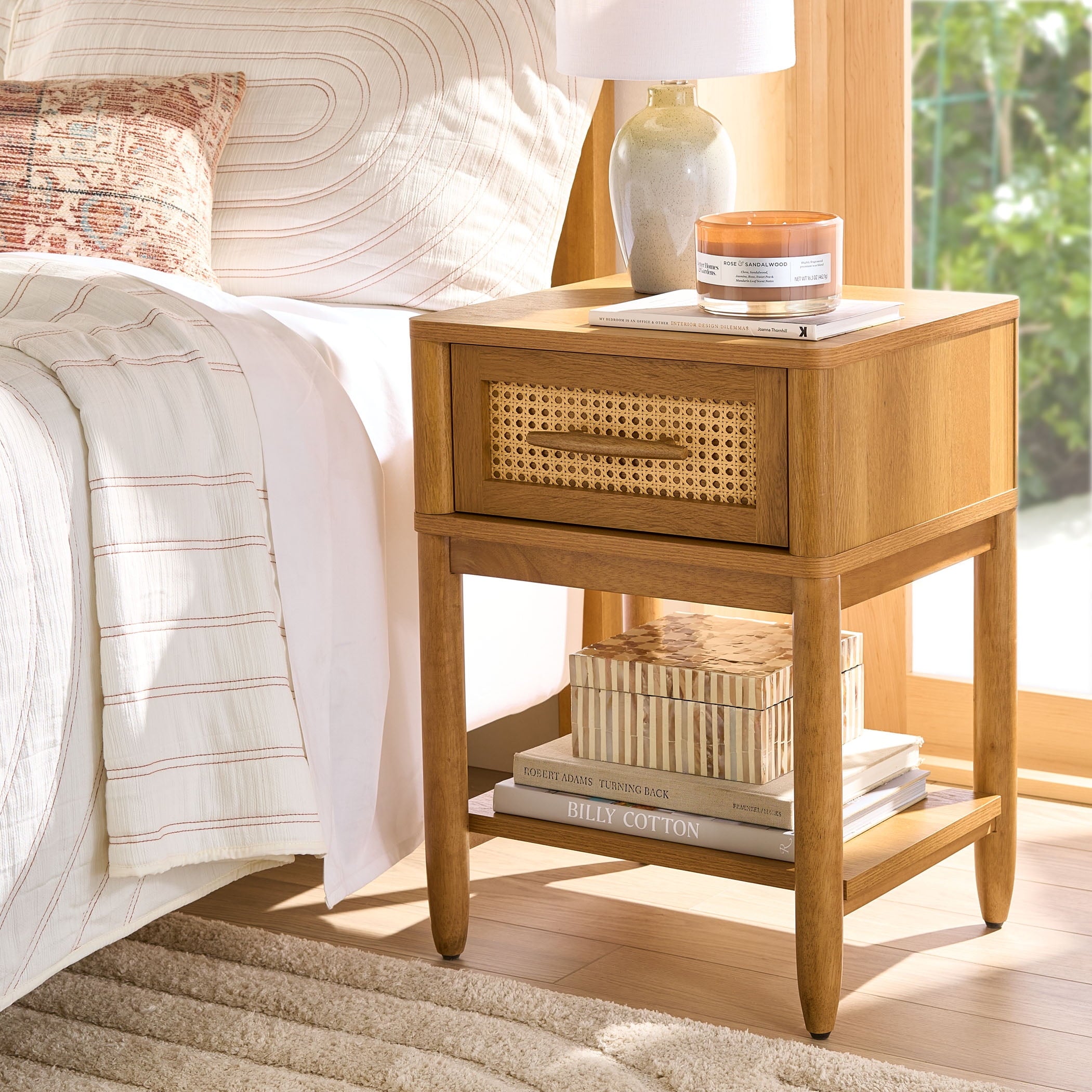  Springwood Caning Nightstand, Light Honey Finish