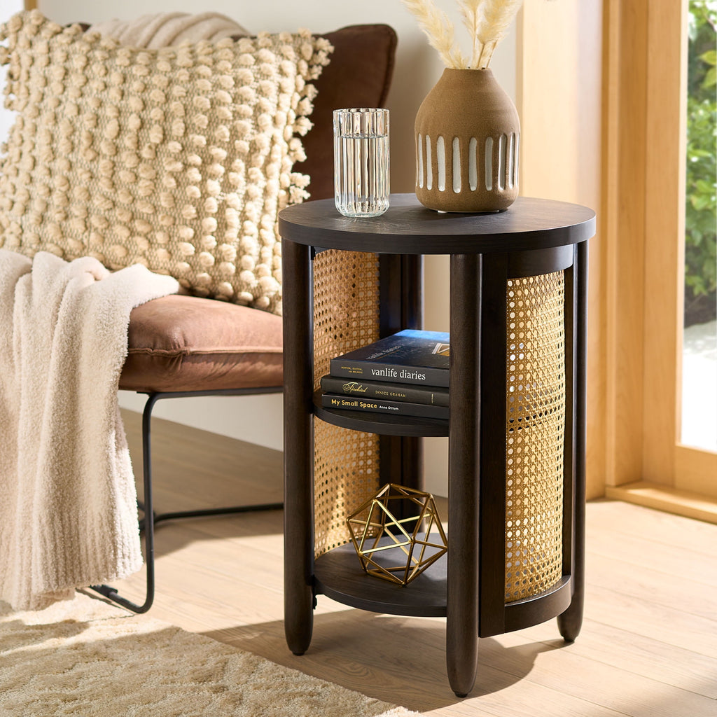 Homora™ Springwood Caning Side Table, Light Honey Finish