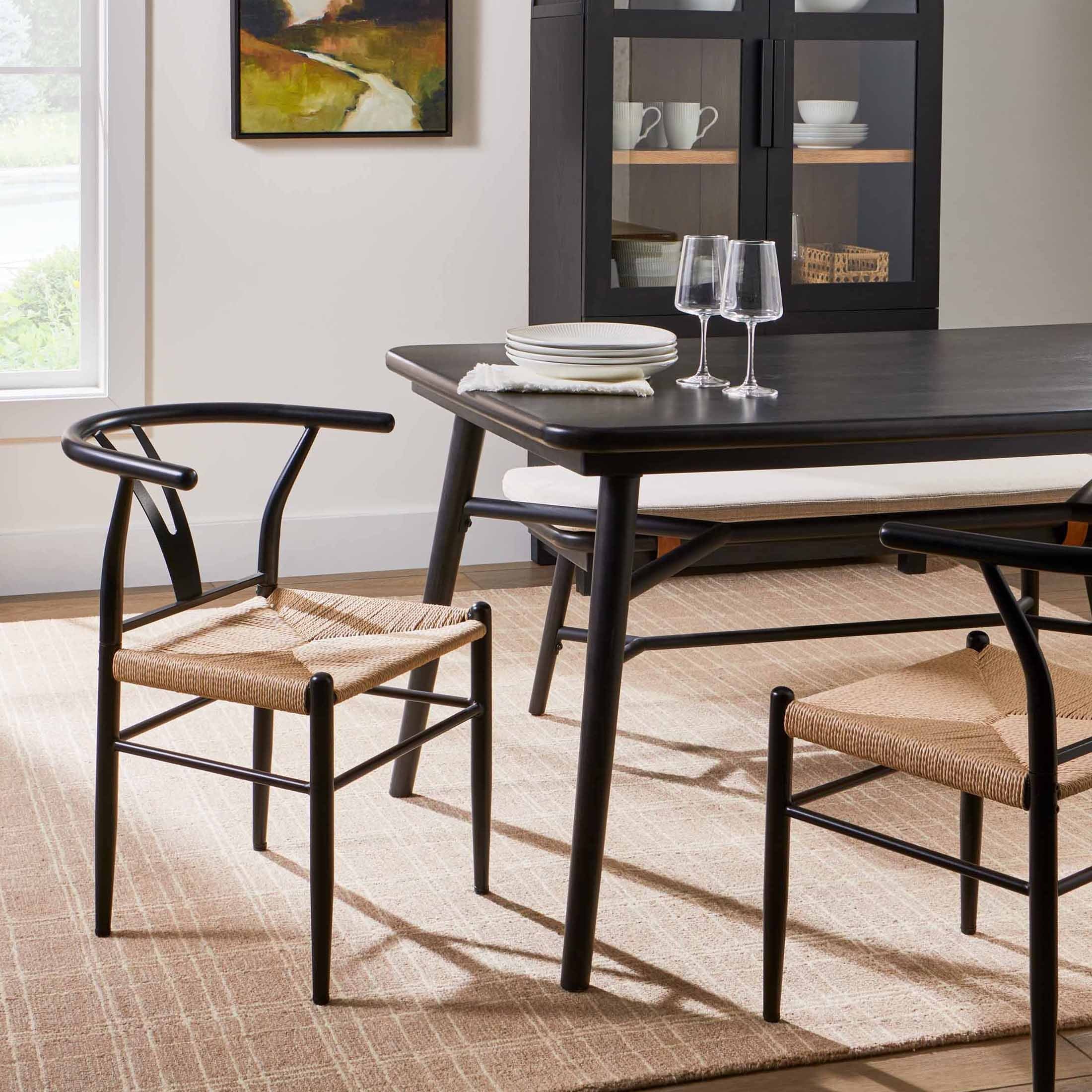  Springwood Wishbone Chair 2 Pack, Metal Base Black Finish
