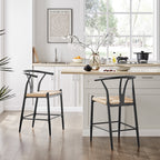  Springwood Wishbone Metal Counter Bar Stool, 2 Pack, Black Color for Indoor