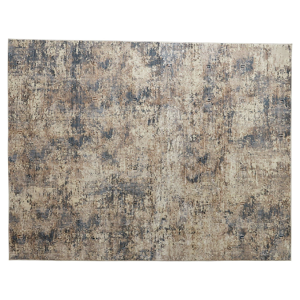  Square Abstract Area Rug, Blue, 5'x7'