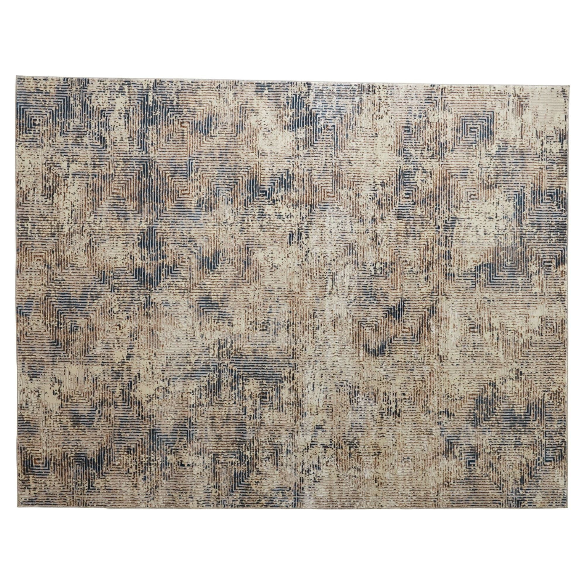  Square Abstract Area Rug, Blue, 5'x7'