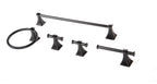  Steel Wall Mount 5PC Bath Hardware and Towel Holder Set Matte Black, Horizontal Orientation