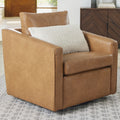  Steele Swivel Accent Chair, Camel Faux Leather