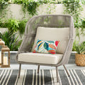  Tarren Beige Wicker Outdoor High-Back Accent Chair with Cushions