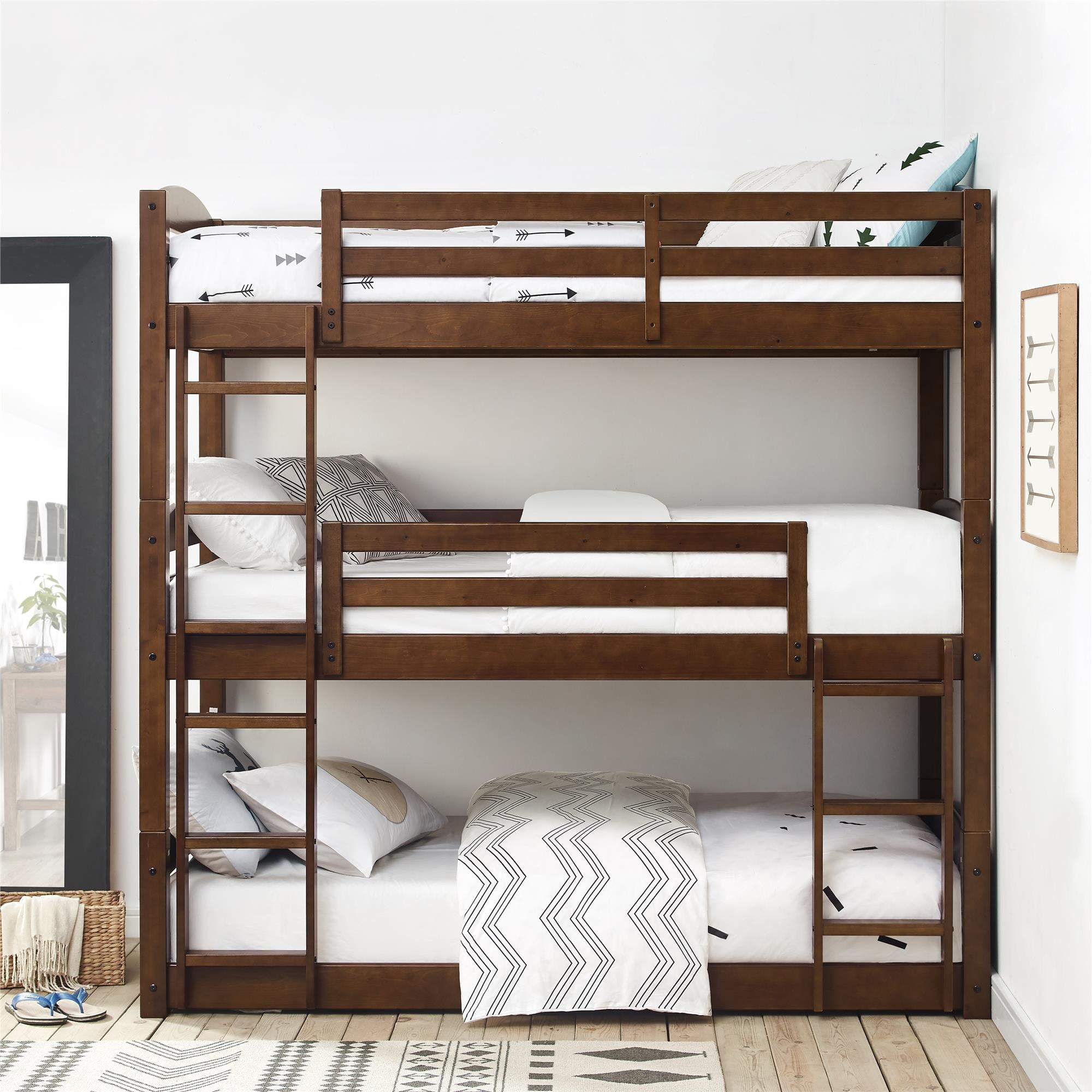 Homora™ Tristan Kids' Convertible Triple Bunk Bed, Twin Over Twin Over Twin, White