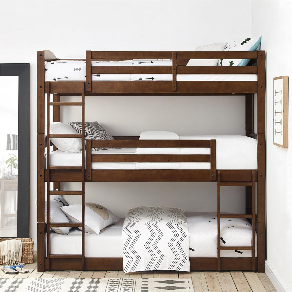Homora™ Tristan Kids' Convertible Triple Bunk Bed, Twin Over Twin Over Twin, White