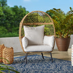  Ventura Boho Outdoor Wicker Stationary Kid's Egg Chair, Tan