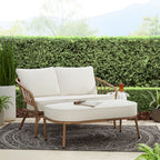  Willow Sage All-Weather Wicker Outdoor Loveseat and Ottoman Set, Beige