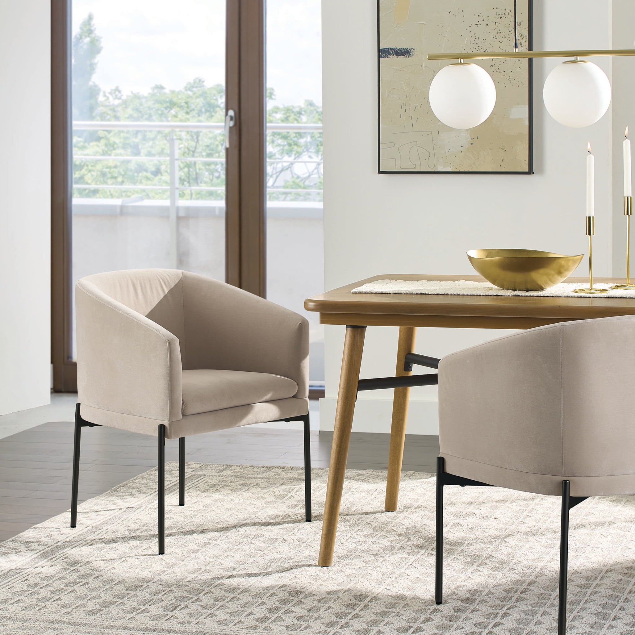 Homora™ Wyatt velvet Dining Chair 2pk, Vesper Tobacco