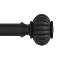  1" Matte Black Ribbed Knob Adjustable Single Rod Set, 42"-120"