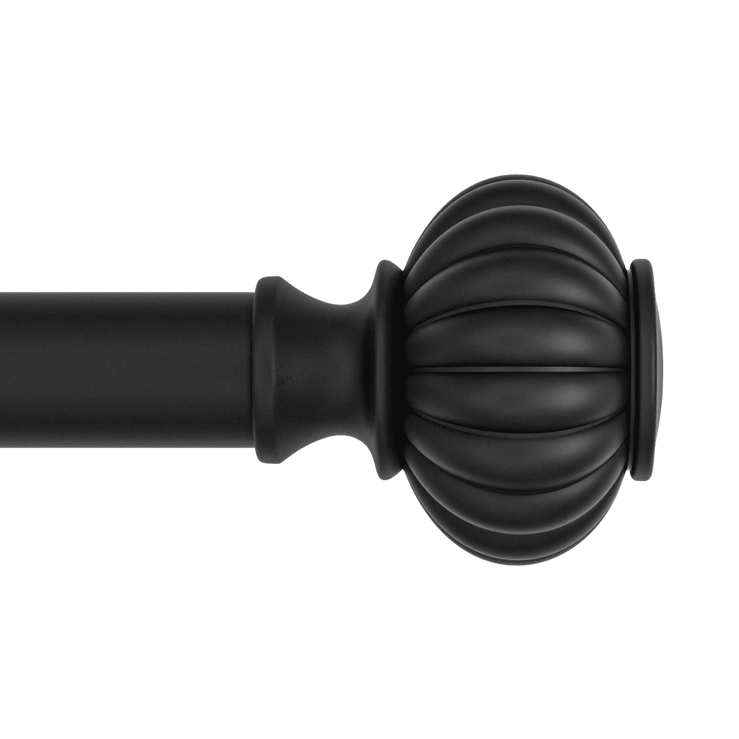  1" Matte Black Ribbed Knob Adjustable Single Rod Set, 42"-120"