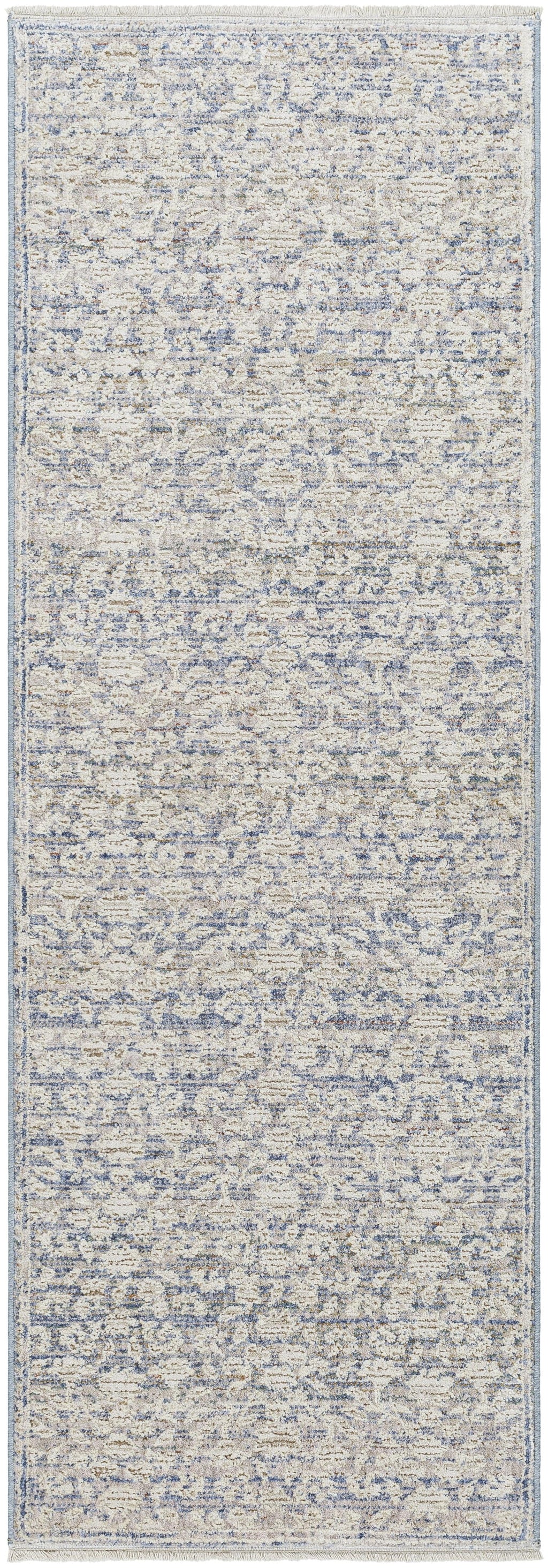  Blue Floral Runner Rug, 29" x 7'