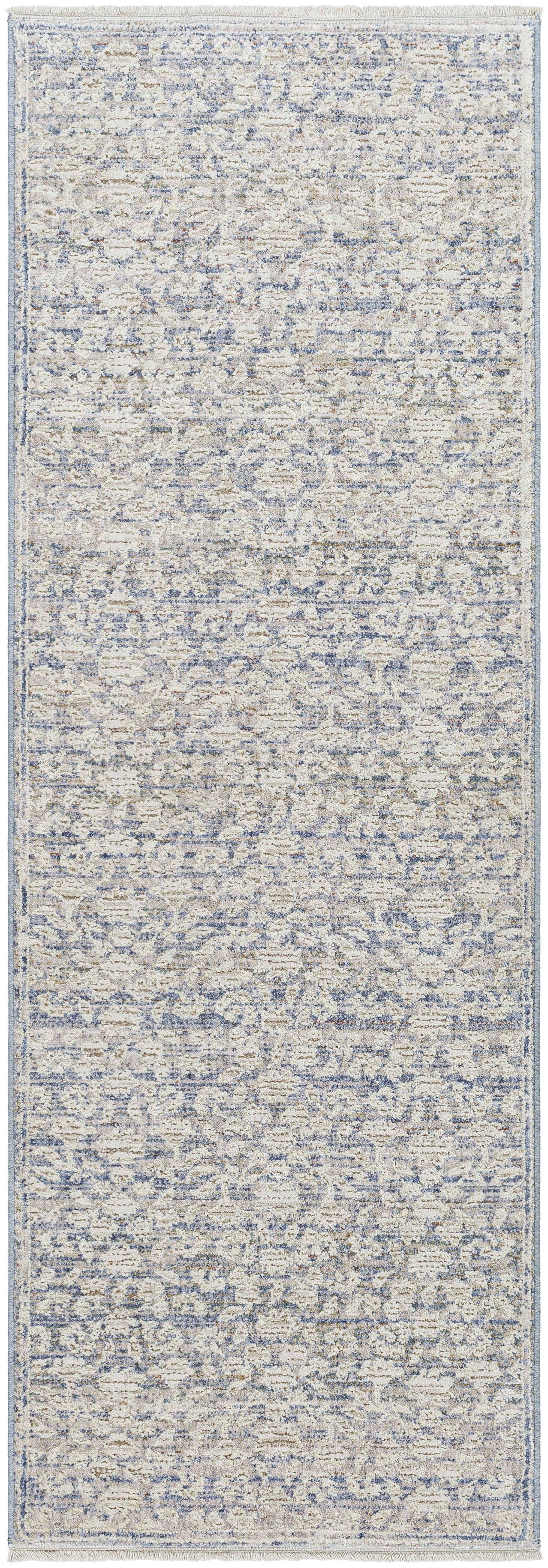  Blue Floral Runner Rug, 29" x 7'