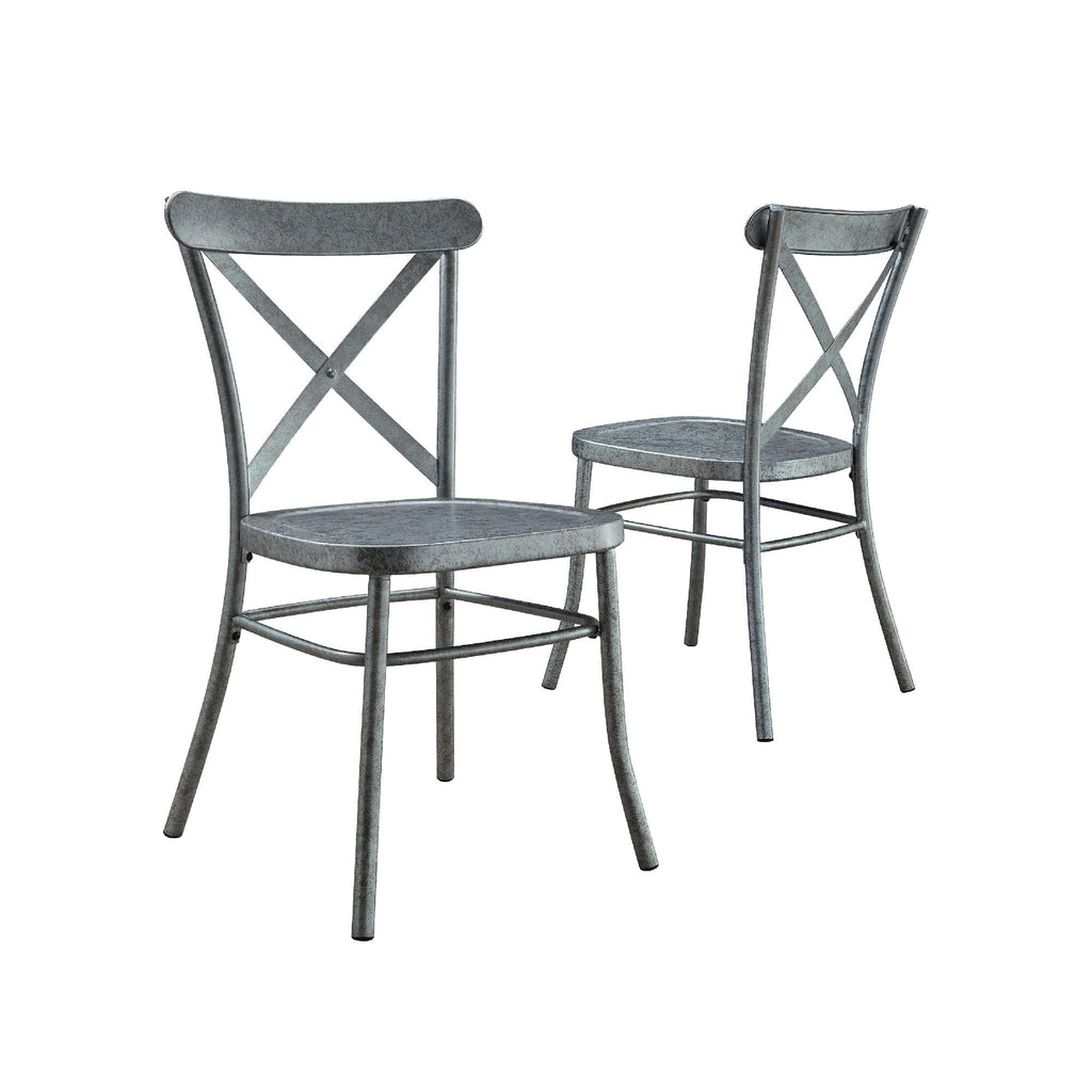  Collin Distressed Dining Chair, Set of 2, Silver Finish