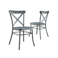  Collin Distressed Dining Chair, Set of 2, Silver Finish